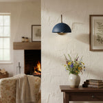 Load image into Gallery viewer, Curva Metal Industrial Wall Sconce - Curved Brass Arm - Hammered Dome Light Fixture