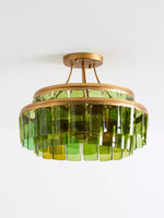 Afbeelding laden in galerijweergave, Verdura Glas Semi-Opbouwarmatuur - Elegante Groene Glazen Plafondlamp