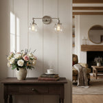 Afbeelding laden in galerijweergave, Lumio Globe glazen globe kaptafelverlichting - moderne tweelichts badkamerwandlamp