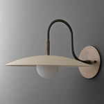 Load image into Gallery viewer, Curva Metal Modern Wall Sconce - Antique Brass Arm with Cream Disc Shade