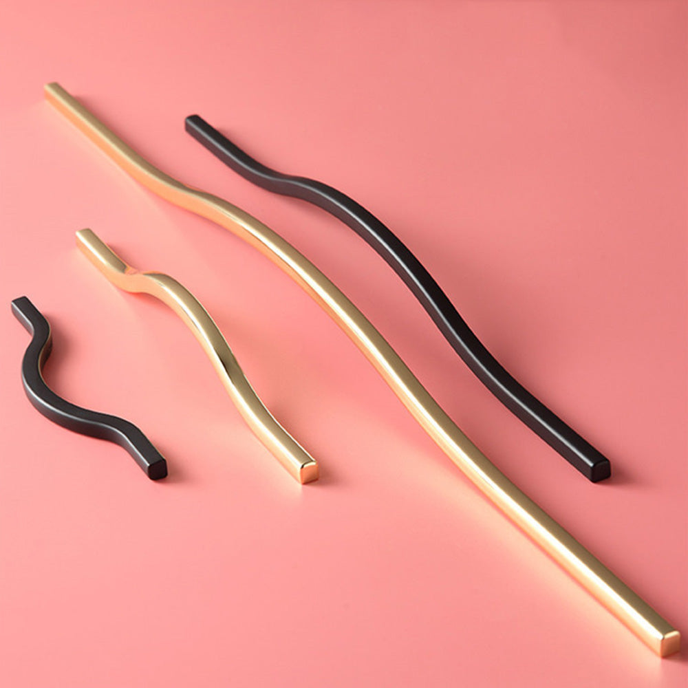 Curved Cabinet Handles – Minimalist Black Gold Cabinet Door Handle Set