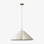 Cargar imagen en el visor de la galería, Lámpara colgante Blossine de lino con borde ondulado - Pantalla en capas y dosel de metal rústico a moderno