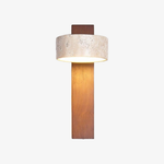 Bild in die Galerieansicht laden, Waloria Zeitgenössische Wandleuchte – Minimalistische Holzleuchte mit Naturstein-Schirm für Wohnzimmer N56