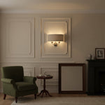 Afbeelding laden in galerijweergave, Tela Classic wandlamp met stoffen kap – elegante metalen afwerking wandlamp voor woonkamer / slaapkamer