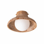 Cargar imagen en el visor de la Galería, Natural wood flush ceiling light on white background
