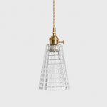 Charger l'image dans la visionneuse de la galerie, Style F textured glass shade with antique brass E27 socket, front view