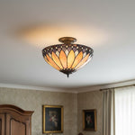 Afbeelding laden in galerijweergave, TF Brooklyn Tiffany semi-opbouw plafondlamp - geometrische glazen kap voor gangen of woonkamers