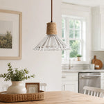 Cargar imagen en el visor de la Galería, Rustic Woven Rope Glass Pendant Light Collection