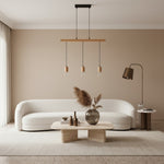 Afbeelding laden in galerijweergave, Virell Verstelbare Lineaire Plafondlamp – 3-Lamps Houten en Metalen Ontwerp voor Keukeneiland of Kantoor