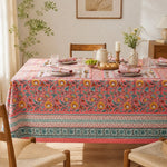 Załaduj obraz do przeglądarki galerii, Pink garden border tablecloth styled with tableware