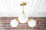 Load image into Gallery viewer, Glorica Glass Chandelier - Brass Globe Ceiling Light with Opal Shade