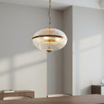 Load image into Gallery viewer, Luntra Contemporary Multi-Light Pendant with Textured Glass for Bedrooms and Hallways
