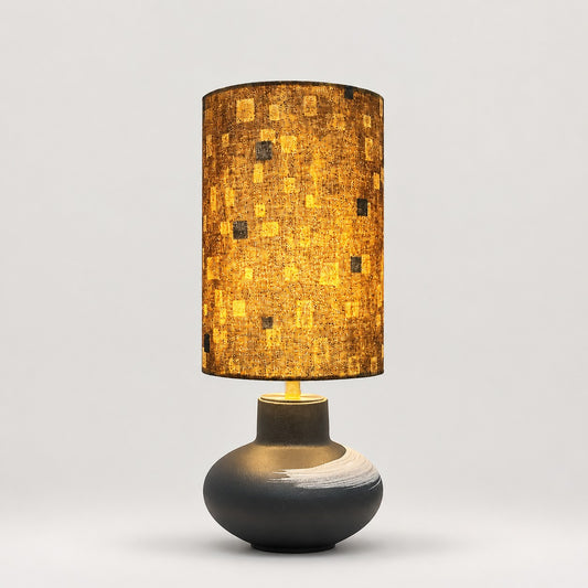 Handcrafted Speckled Fabric Shade Ceramic Table Lamp