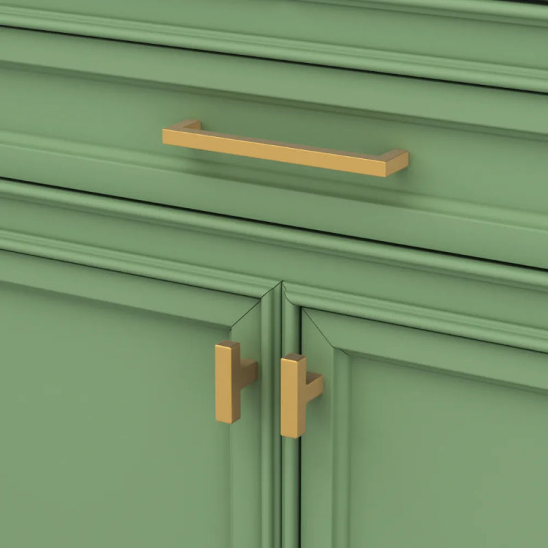 15-Pack Modern Square Drawer Pulls – Brushed Brass Gold Handles