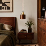 Cargar imagen en el visor de la Galería, Brown leather pendant lamp above a bedside table