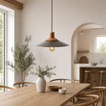 Carica l'immagine nella visualizzazione Galleria, Dark green leather pendant above a dining table