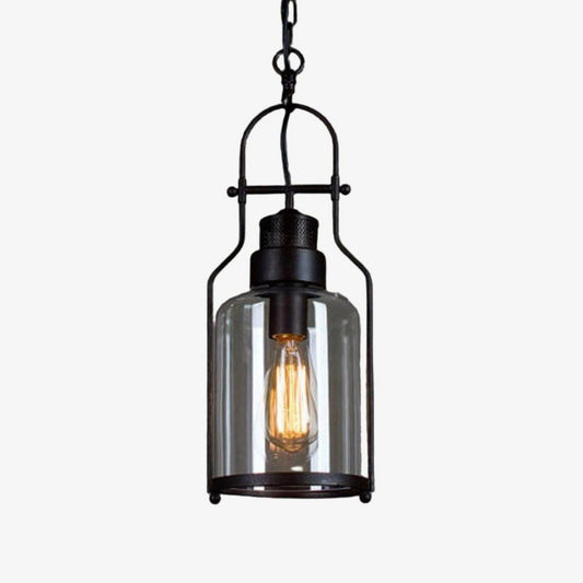 Lampe Suspension Vintage en Fer et Verre Lirra - Lampe Plafonnier Style Industriel pour Bars et Maisons U20