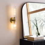 Load image into Gallery viewer, Rivora Ribbed Glass Double Wall Lamp Modern Accent for Hallway & Bathroom