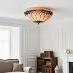 Afbeelding laden in galerijweergave, TF Brooklyn Tiffany glas plafondlamp - Art deco ontwerp voor hal of woonkamer