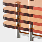Afbeelding laden in galerijweergave, Amber acrylic edge and chrome support detail of Bauhaus wall sconce