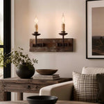 Bild in die Galerieansicht laden, Two light rustic wall sconce installed in a warm country living room