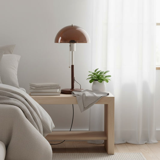 Lampa stołowa Afterglow z zaokrąglonym kloszem – nowoczesny retro styl do sypialni