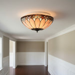 Afbeelding laden in galerijweergave, TF Brooklyn Tiffany glas plafondlamp - Art deco ontwerp voor hal of woonkamer