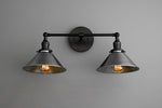 Load image into Gallery viewer, Conique Industrial Double Arm Wall Light for Bathroom & Vanity
