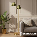 Afbeelding laden in galerijweergave, Capirise Gouden Geplooide Lampenkap Vloerlamp - Hedendaagse Metalen Verlichting voor Slaapkamer