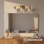 Cargar imagen en el visor de la Galería, Lámpara de pared de tocador Eliot Modern de 3 luces con cilindro de vidrio acanalado