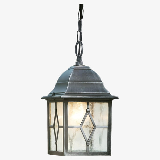 Farol Colgante Exterior Frostine - Vidrio Geométrico con Plomo para Entrada de Jardín