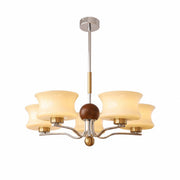 Round 3-light cream glass chandelier