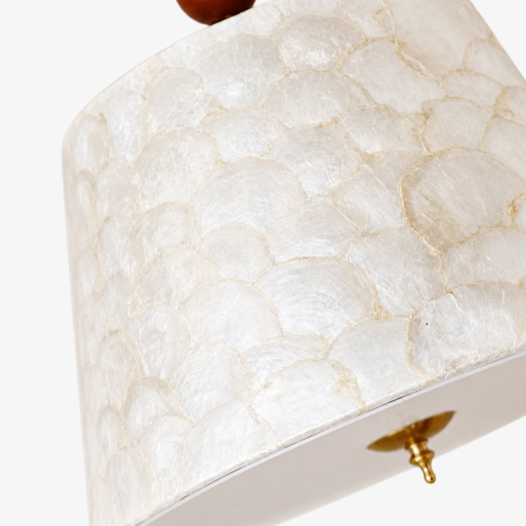 Lunavera Vintage Capiz Shell Ceiling Light with Wooden Accent for Bedroom Dining Room