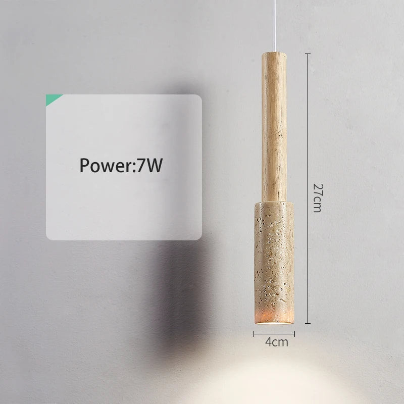 Cream Travertine Long Tube Pendant Light