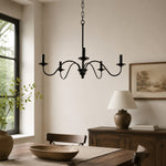 Cargar imagen en el visor de la Galería, Lámpara de araña vintage de hierro negro estilo candelabro