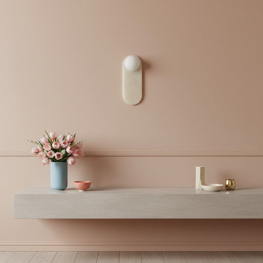 Lámpara de Pared de Piedra Vinbrea con Textura Orgánica - Luz de Acento de Estilo Mediados de Siglo para Dormitorio y Pasillo