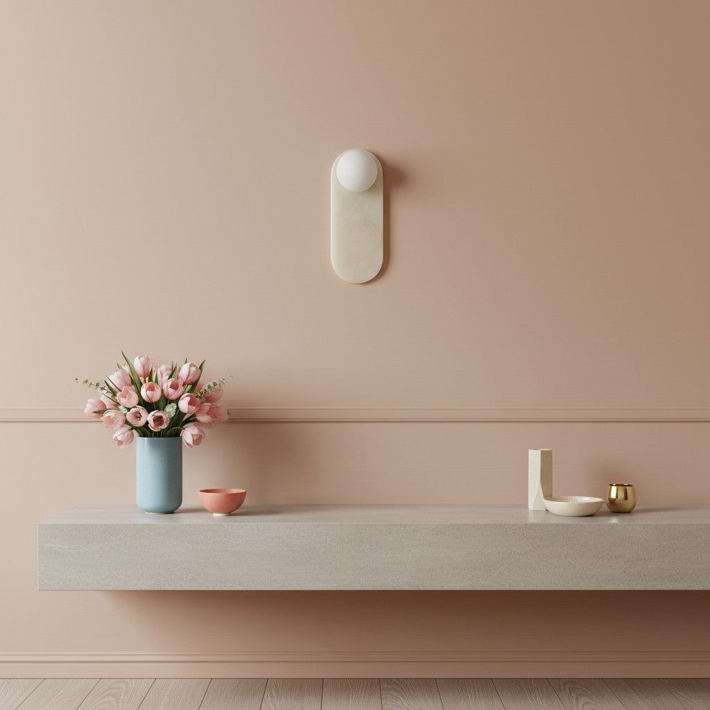 Lámpara de Pared de Piedra Vinbrea con Textura Orgánica - Luz de Acento de Estilo Mediados de Siglo para Dormitorio y Pasillo