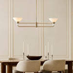 Load image into Gallery viewer, Calvor Linear 2 Light Chandelier - Porcelain Shades and Bronze Finish
