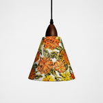 Carica l'immagine nella visualizzazione Galleria, Small orange floral cone pendant light front view