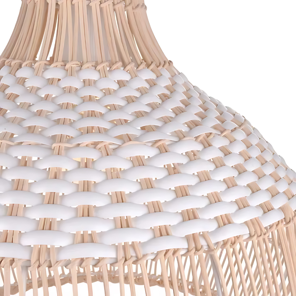 Lekka biała elegancja naturalna lampa wisząca z rattanu