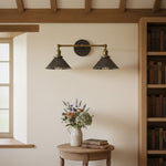 Load image into Gallery viewer, Conique Metal Industrial Wall Sconce with Dual Cone Shades - Vintage Metal Finish
