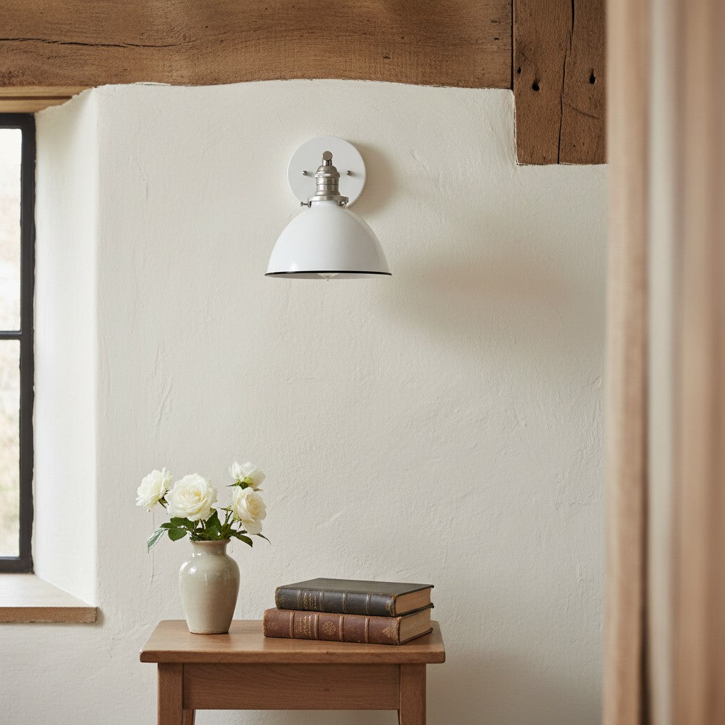 Conique Metal  Wall Sconce - White Metal Shade - Industrial Modern Lighting