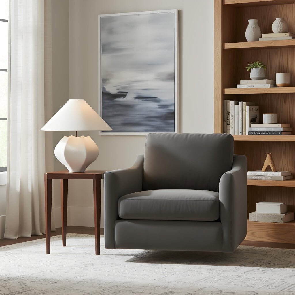 Cordove Lampa Stołowa - Rzeźbiarska Ceramiczna Podstawa i Abażur z Lnu, Odpowiednia do Salonu, Sypialni lub Stolika Boczne