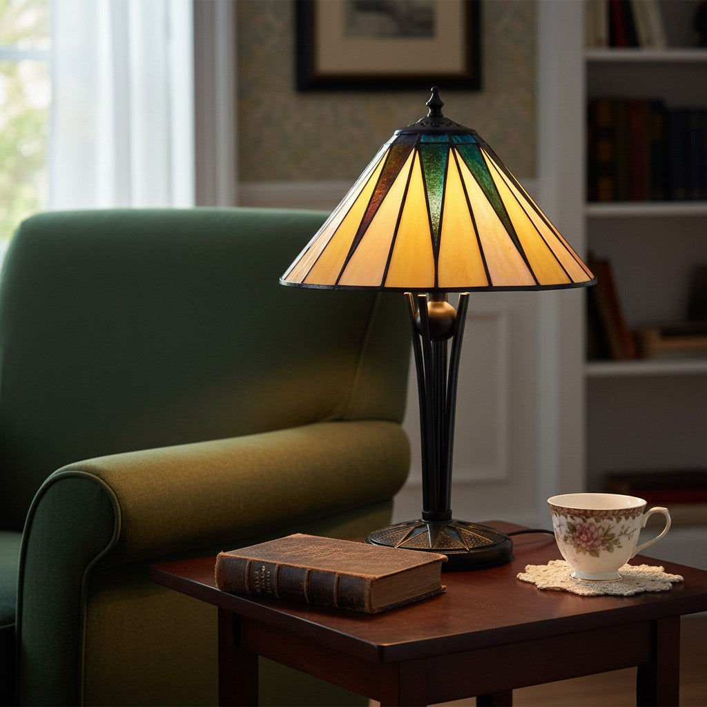 TF Dark Star Tiffany-stijl geometrische kap tafellamp voor slaapkamer en sfeerverlichting