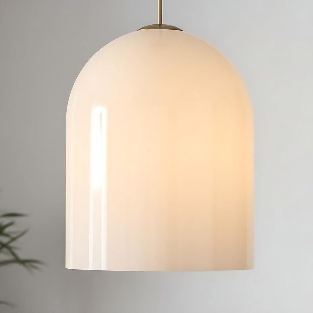 Vega Glass Champagne Iron Frame Pendant – Glass Shade Modern Light for Dining or Kitchen