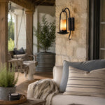 Load image into Gallery viewer, Black metal marble glass wall sconce