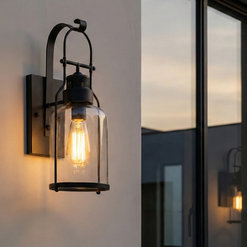 Applique Industriale Ivoran per Parete a Cilindro - Design con Paralume in Vetro, Illuminazione Moderna da Parete U12
