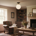 Load image into Gallery viewer, Glorica White Opal Sphere Modern Semi-Flush Light for Bedroom &amp; Entryway
