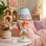 Cargar imagen en el visor de la Galería, Carousel unicorn table lamp on a pink bedroom side table