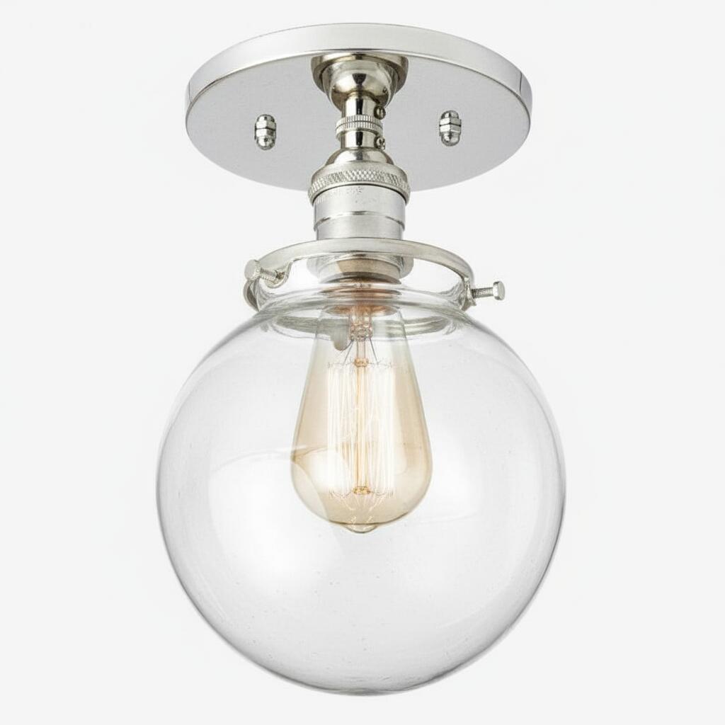 Glorica Glass Minimalist Globe Ceiling Fixture for Bedroom & Office